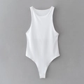 Vista piatta del body bianco senza cuciture con scollo all'americana e chiusura a scatto - Bianco