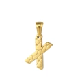 Collana con pendente a lettera K dorata goffrata in acciaio inossidabile - Lettera X (Ciondolo Singolo)