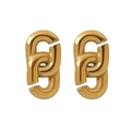 Elegante goldene Kettenglied-Ohrstecker aus poliertem 18K vergoldetem Edelstahl-Stil - Goldene Ohrringe