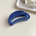 Elegante pinza para el cabello de acetato azul denim con textura marmoleada - Azul Mezclilla Oscuro Media Luna