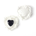 Macro view of silver thorn heart pendants with black zircon for DIY jewelry making - Silver Base Black Zirconia