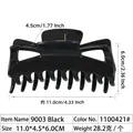Pince à cheveux noire brillante pour femme, 11cm, pince crabe durable en acrylique - 11cm 9-Dents Noir