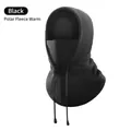 Black fleece thermal head cover providing full face and neck protection for winter sports - TT-019 Black