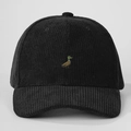 Schwarze Cord-Baseballkappe mit Stockenten-Stickerei und verstellbarem Verschluss - Einheitsgröße / Schwarz