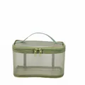 Light green mesh toiletry bag with zipper and handle for travel organization - Single Layer / Grass Green