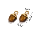 Tijgeroog steen eikel hanger met gouden titanium lus, afmeting 16mm x 9mm - Tijgeroog stenen armband