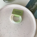 Green and white gradient spiral telephone wire hair tie on a paper card display - Two-tone Green Single Thick