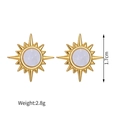 Goldene Edelstahl Sonnenstrahl Ohrstecker für Damen mit lila Stein und Perlenbesatz - Goldfarbe (S-E945)