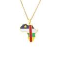 Golden Central African Republic map necklace featuring national flag enamel finish - Central Africa