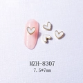 White heart nail charm with gold metal edge, size 7.5x7mm, on pink faux nails - 8307 Gold Border White Heart (7.5*7mm)