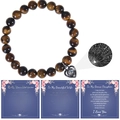 Tiger eye beaded bracelet with heart projection stone and three gift message cards - Tiger's Eye