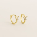 Elegant gold bow earrings with sparkling cubic zirconia, vintage s925 silver style - Gold (White Stone)