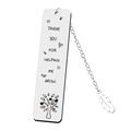 Silver stainless steel bookmark with engraved grow quote and metal feather charm - Style G-Thank You Feather Pendant