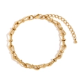 Pulsera de cadena de eslabones en U de acero inoxidable chapada en oro de 14 quilates - Estilo de Eslabón en U / Dorado