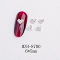 Detailed view of silver heart nail charms 6x5mm for DIY manicure art decoration - Silver Heart Full Rhinestone Style(8700)