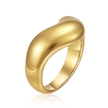 Anillo minimalista de acero inoxidable chapado en oro de 18K con forma de frijol liso - US 7 / Diseño de Frijol No.1 (1号) / Dorado