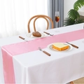 Pink satin table runner for wedding dining table decor with smooth fabric finish - 30x275cm / Light Pink