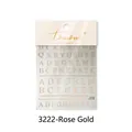 Adesivi per unghie con alfabeto in oro rosa metallizzato, stile vintage, 3222 - Oro rosa