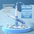 Adjustable soft beaded jump rope for kids in sky blue color with ergonomic handles - Unsigned Light Blue [soft Bead Bamboo Joint]