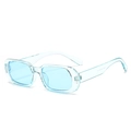 Occhiali da sole rettangolari azzurro trasparente con montatura in plastica lucida - Montatura e lenti blu trasparente