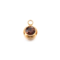 6mm gold stainless steel round pendant with faceted amber brown birthstone charm - Wine Red - Gold
