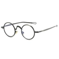Retro-Rundbrille aus dunkelgrauem Metall mit silbernem Finish und ausgehöhlten Bügeln - Gebürsteter Gunmetal Rahmen Anti-Blaulicht C9