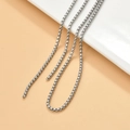 Polished silver Y2K box chain necklace accessory on minimalist beige background - 8# 2.5mm Snake Chain (1m)