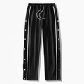 Pantalones deportivos negros para hombre estilo retro con botones y franjas laterales - S / Negro