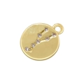 Detailed view of a gold zodiac pendant featuring cubic zirconia constellation patterns - Gold Taurus