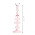 Portacandele in vetro rosa minimalista altezza 28cm con design a sfere sovrapposte chic - Base a coste / Rosa