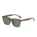Retro square sunglasses in tortoise frame with dark green lenses and silver rivet accents - Dark Tea Stripe G15 Polarized C5