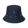 Detail of navy blue sun hat showing metal ventilation eyelets and adjustable sport drawstring - 58cm / Navy Blue