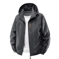Chaqueta cortavientos gris marengo para hombre con capucha y puños de velcro ajustables - gris oscuro / M