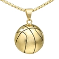 Collar con colgante de baloncesto dorado retro de acero inoxidable fondo blanco - Solo colgante / Dorado