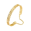Elegant gold hollowed-out floral pattern silver bangle with secure safety chain design - 925 Silver / Gold