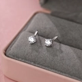 Funkelnde S999 Sterlingsilber Ohrstecker mit rund geschliffenen Zirkonia Steinen - S999 Feinsilber / Weißgold