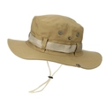 Detail of khaki cowboy sun hat with mesh vents and adjustable chin strap - One Size / Khaki