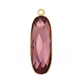DIY jewelry charm with marquise-cut purple zircon stone and gold plated copper frame - M601978-Lt Purple