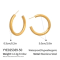 Detailed size specifications for 50mm polished 18K gold-plated stainless steel C-hoop earrings - 5.0cm Diameter 0.5cm Thick (YYE025389-50)