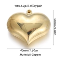 Gold heart pendant charm in copper for DIY jewelry with dimensions 50mm by 40mm - Copper / Large Polished Gold Heart Pendant (YSN023-01)