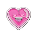 Pin de esmalte con forma de corazón rosa, cara sonriente y marco de metal plateado - Estilo Corazón Sonriente Rosa (XZ9741)