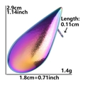 Large teardrop 304 stainless steel earrings in colorful gradient finish with dimensions - Smooth Teardrop Shape (D29) / AB Color