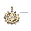 Pendentif œil porte-bonheur doré avec zircons colorés et design fleur de tournesol - Oeil du Diable/CX112-2