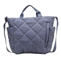 Graublaue gesteppte Nylon-Tragetasche mit Rautenmuster und verstellbarem Gurt - Blau