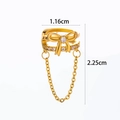 Golden butterfly ear cuff with micro-paved zircons and chain measuring 2.25cm length - 8# Gold