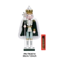 Schiaccianoci re in legno da 30cm, uniforme verde con mantello in pelliccia bianca - TN3014 Stile Mantello Con Scettro a Fiocco di Neve