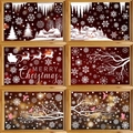 Christmas window decals with white snowflakes, reindeer and snow house on glass panes - [6 Sets] BQ446+448+449+451+455+458