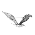 Broche de águila vintage en acabado plateado con alas detalladas y textura retro - Plateado (FG035-B)