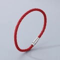 Bracelet tressé rouge minimaliste en acier avec fermoir magnétique en argent poli - Style A-3.5mm Cordon Rouge-Fermoir Argent-Bracelet
