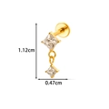 Titanium flat back stud with golden goldfish design and square cubic zirconia stones - Dangle Square Gems (T2582-9#) / Gold